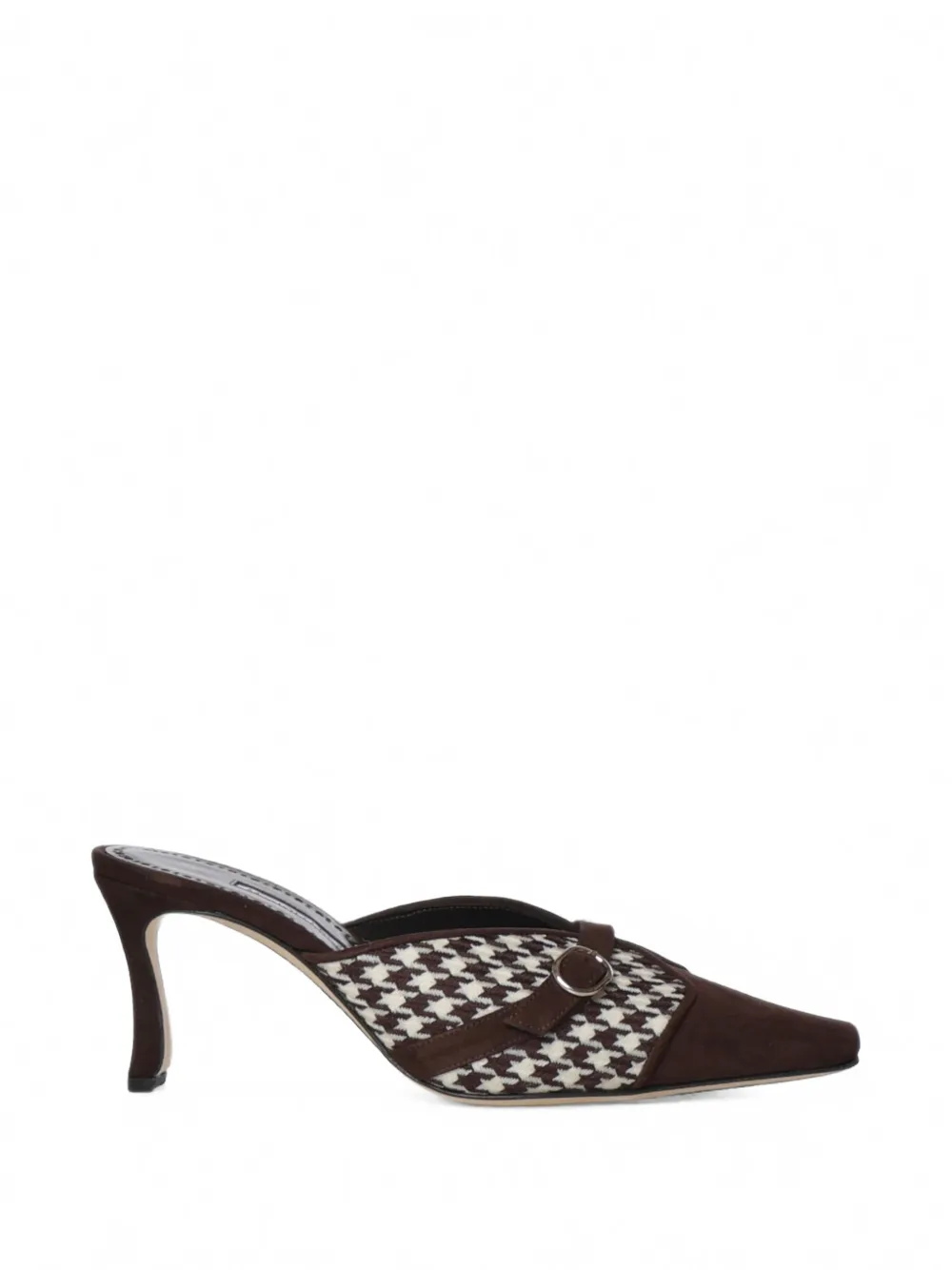 Manolo Blahnik houndstooth buckle-detail mules - Marron Manolo Blahnik houndstooth buckle-detail mules - Marron