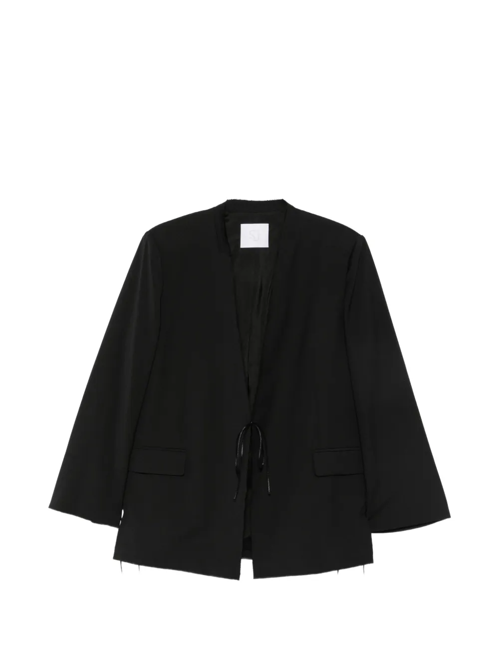 Su tie-fastening wrap blazer - Nero