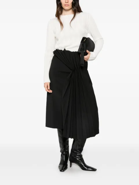Su pleated fan-detail midi skirt