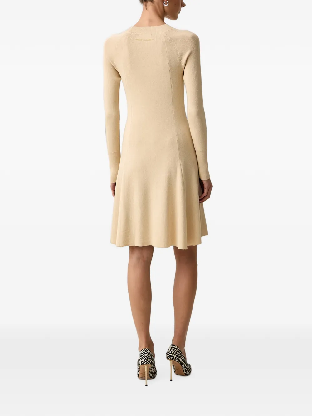 Armani Exchange Geribbelde mini-jurk met lange mouwen Beige