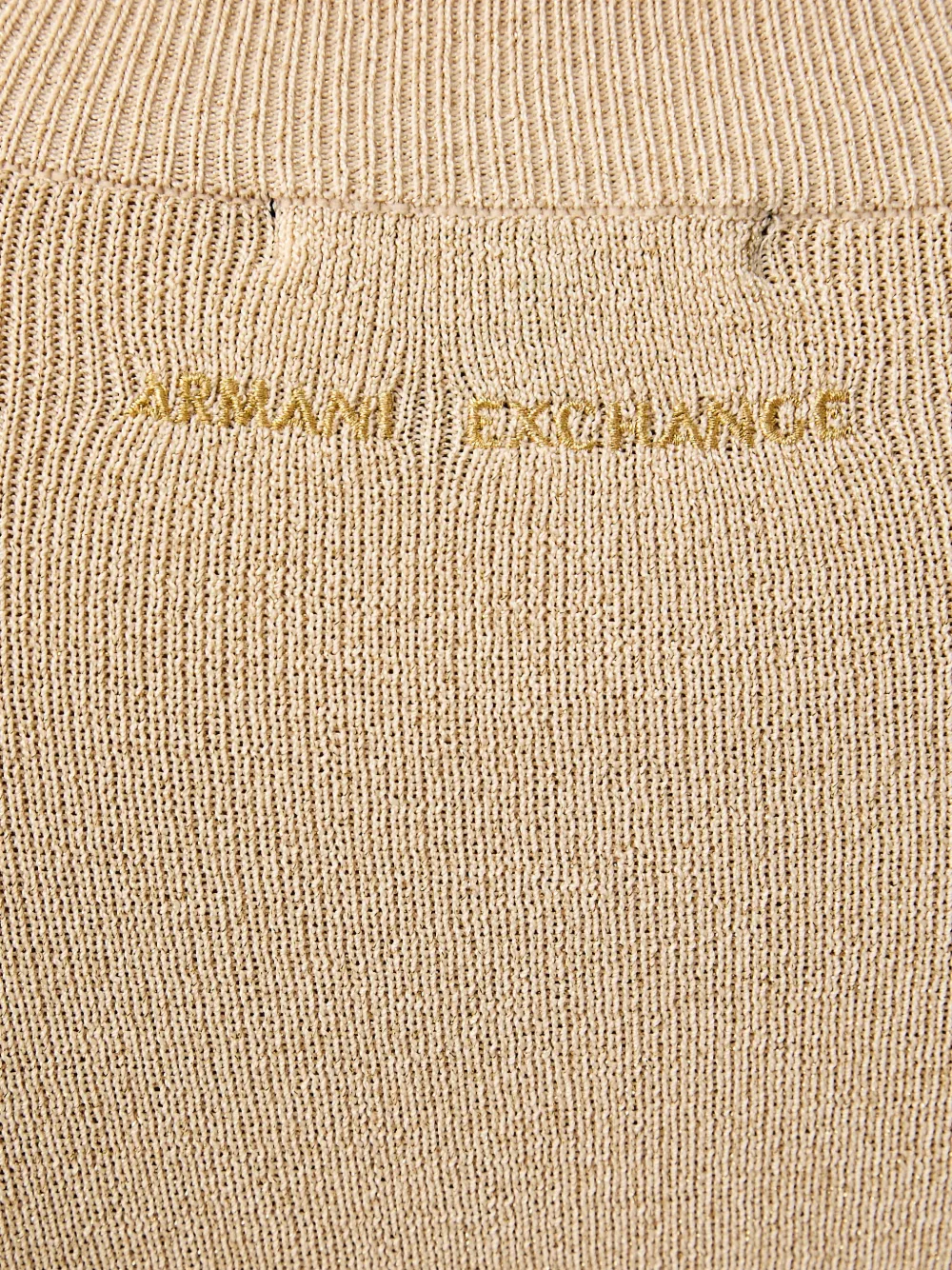 Armani Exchange Geribbelde mini-jurk met lange mouwen Beige