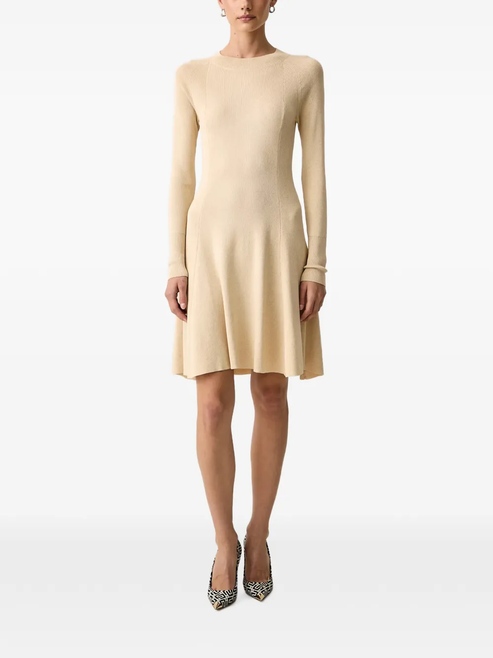 Armani Exchange ribbed long-sleeves mini dress - Nude