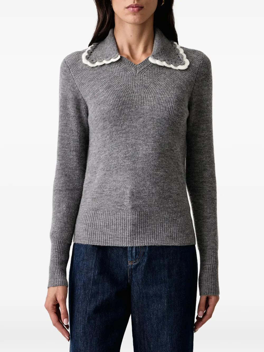 TWINSET Poloshirt met gehaakte kraag Grijs