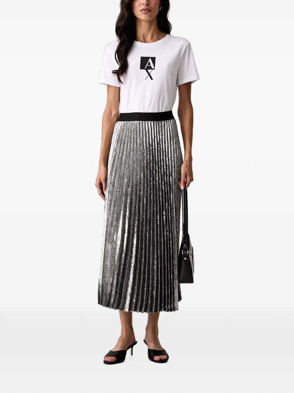 Armani Exchange Metallic plooirok Grijs