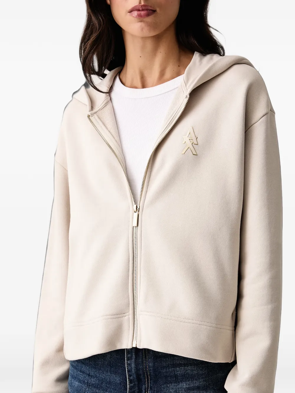 Armani Exchange Hoodie met rits Beige