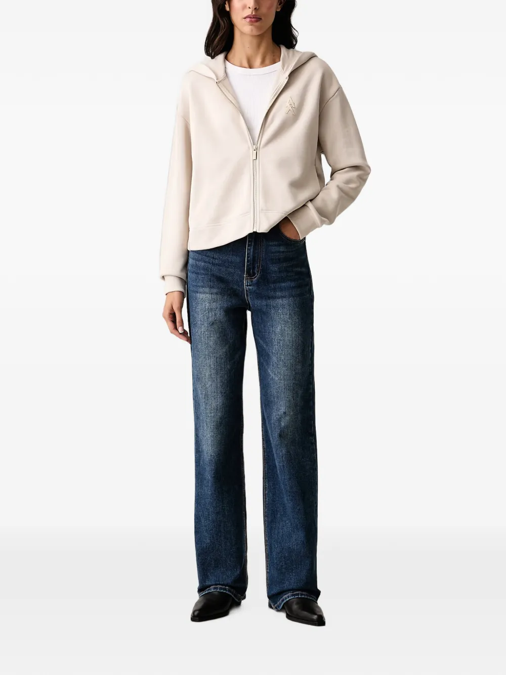 Armani Exchange Hoodie met rits Beige