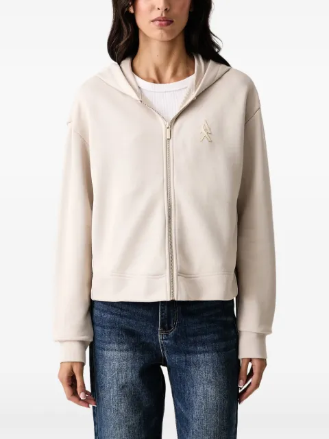 Armani Exchange logo zip-up hoodie