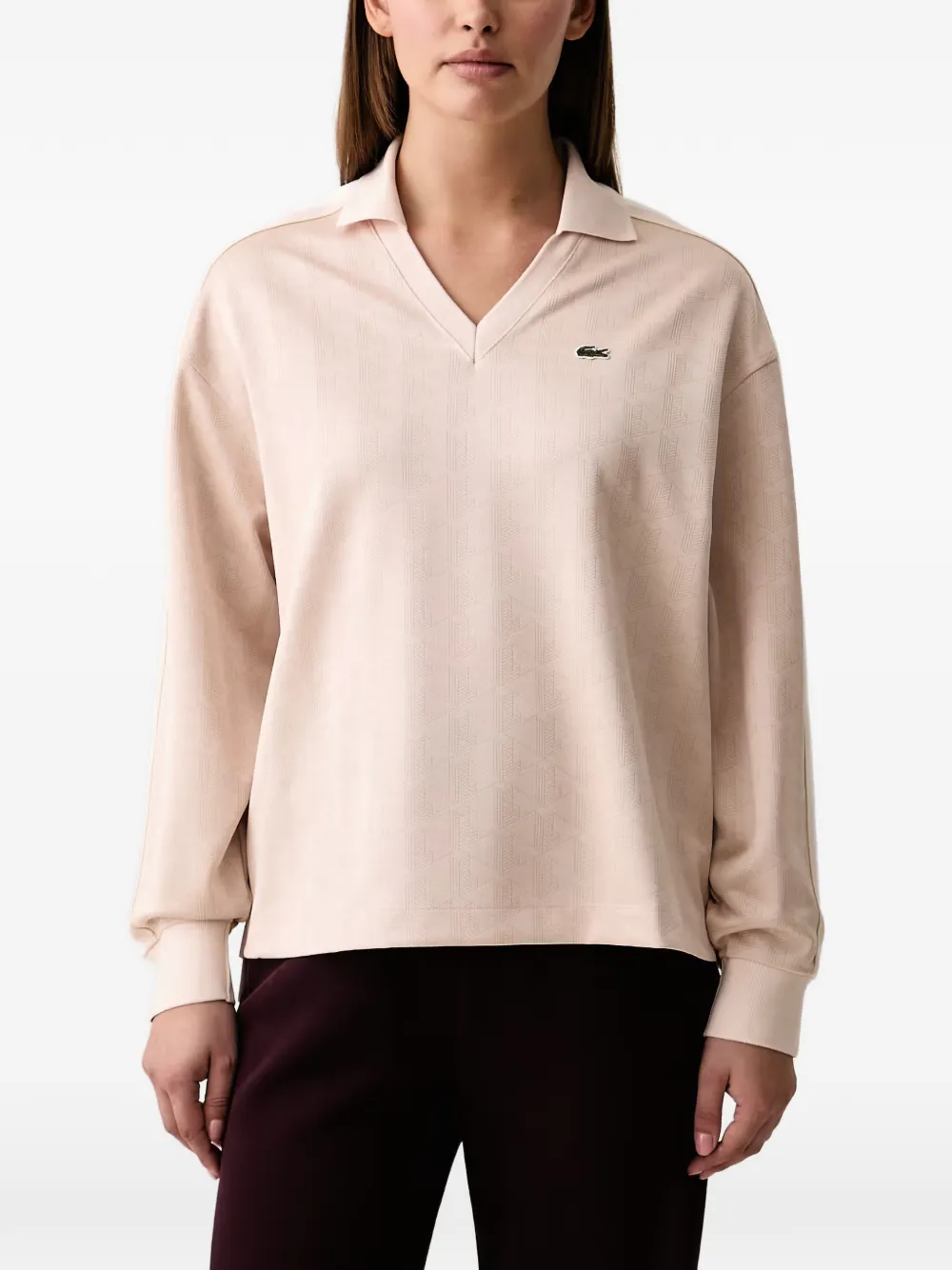 Lacoste oversize polo shirt in jacquard monogram - Rosa