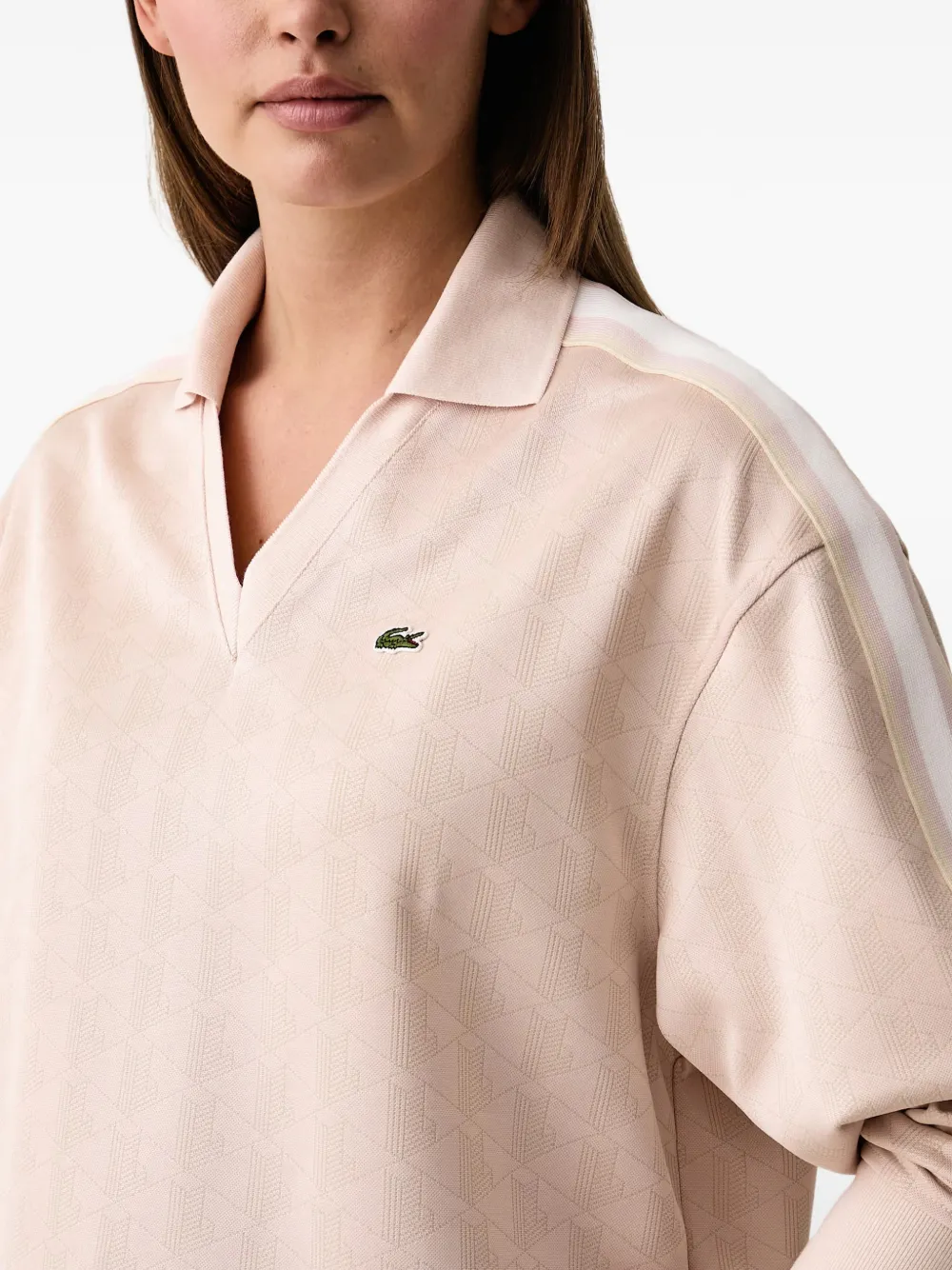 Lacoste Oversized poloshirt met monogram-jacquard Roze