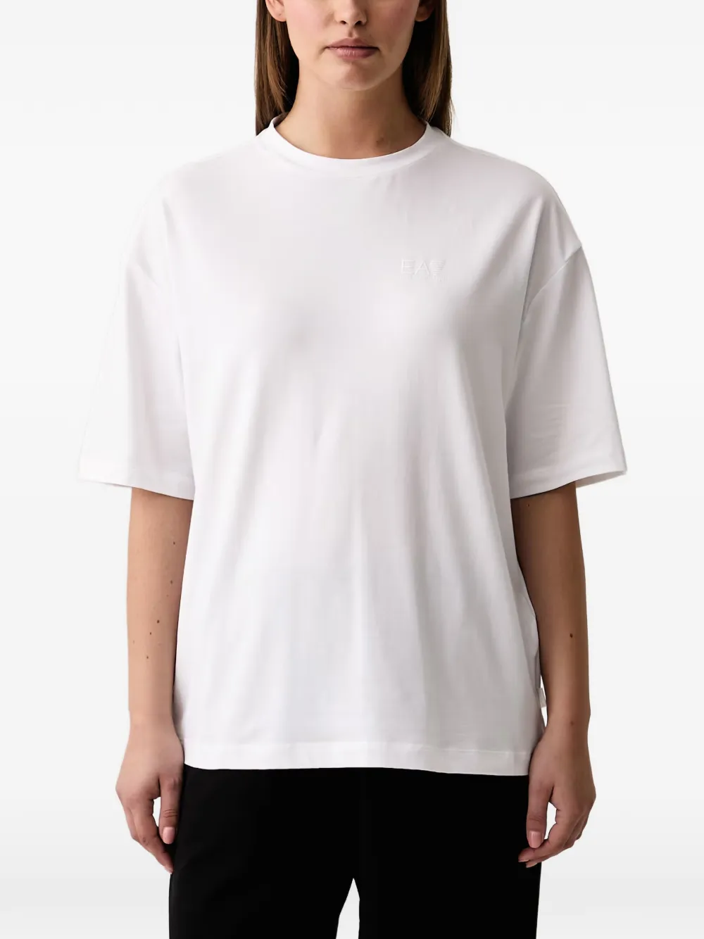 Ea7 Emporio Armani logo-print drop-shoulder T-shirt - Bianco