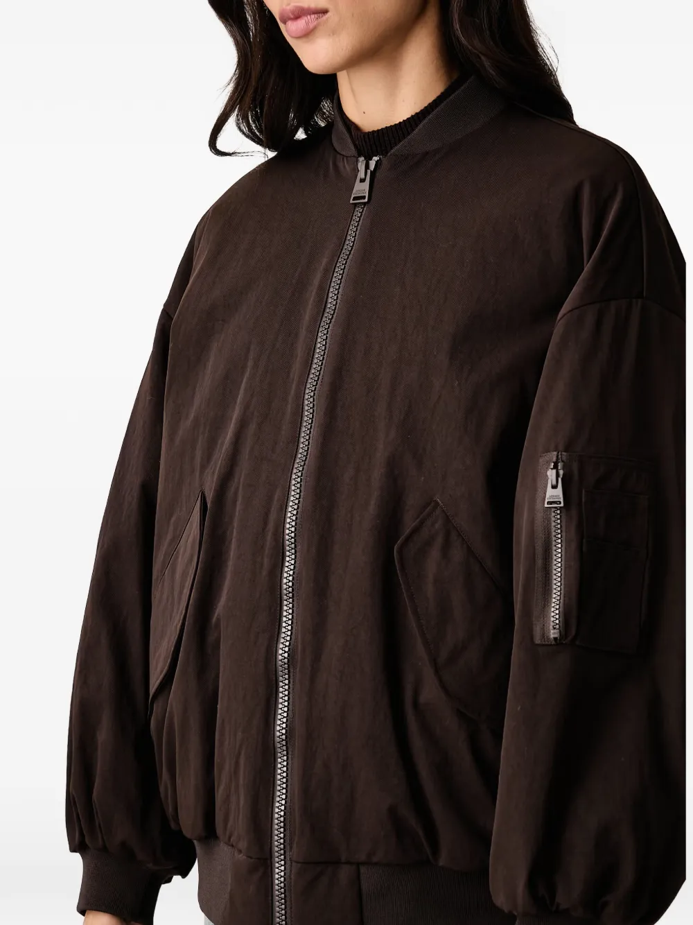 Armani Exchange Blouson bomberjack met geborduurd logo Bruin
