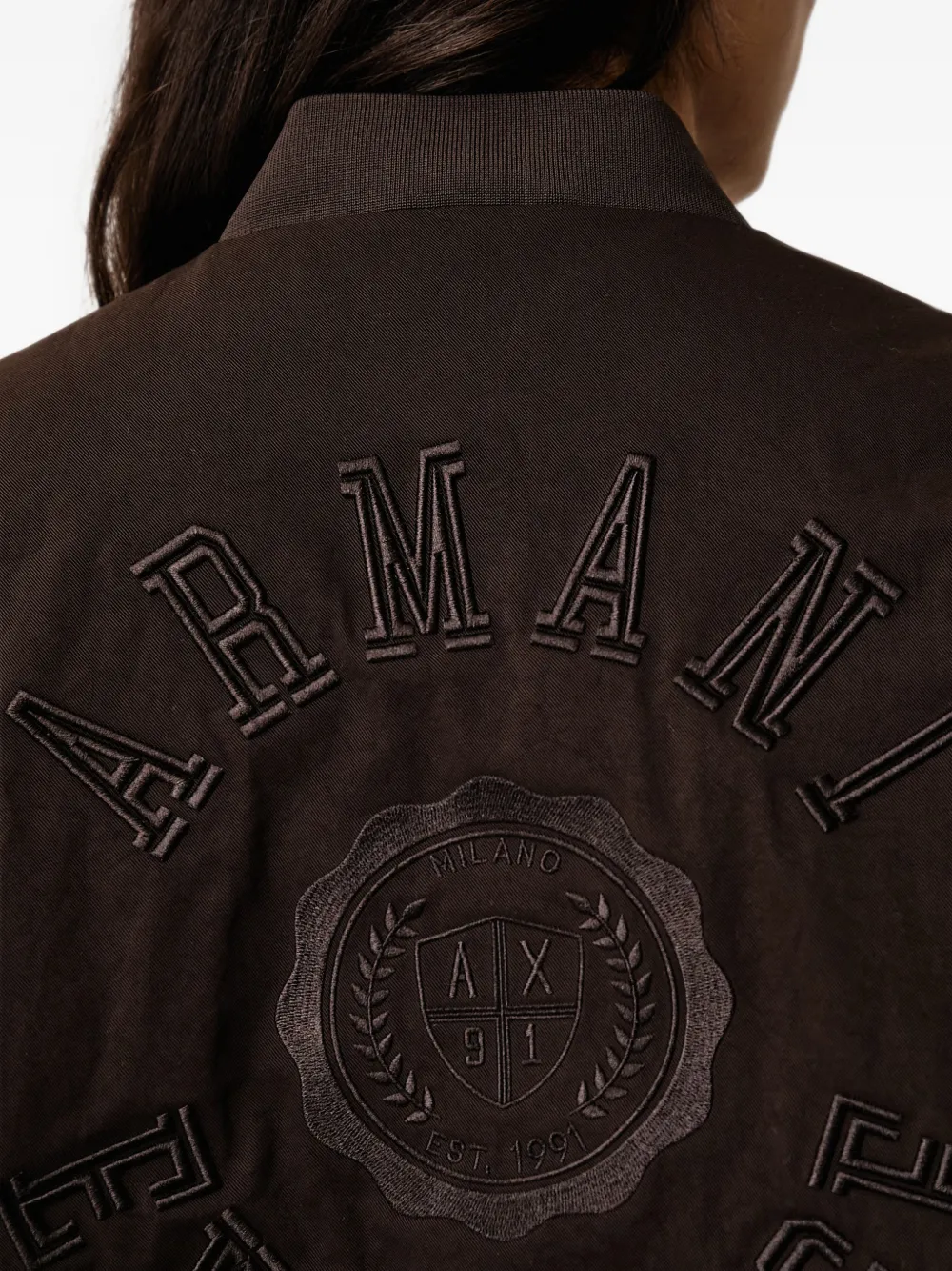 Armani Exchange Blouson bomberjack met geborduurd logo Bruin