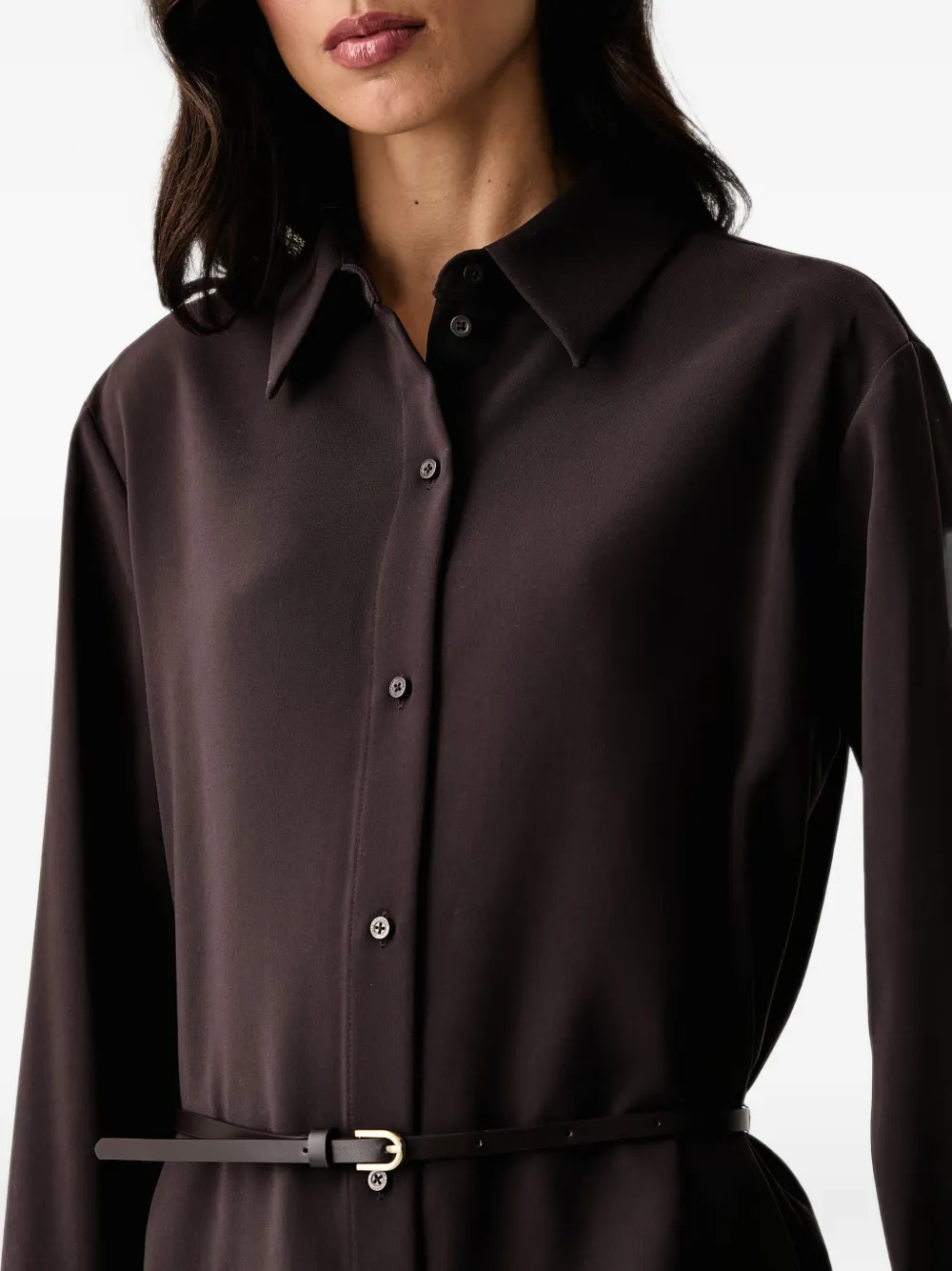 Armani Exchange Button-up blouse met ceintuur Bruin
