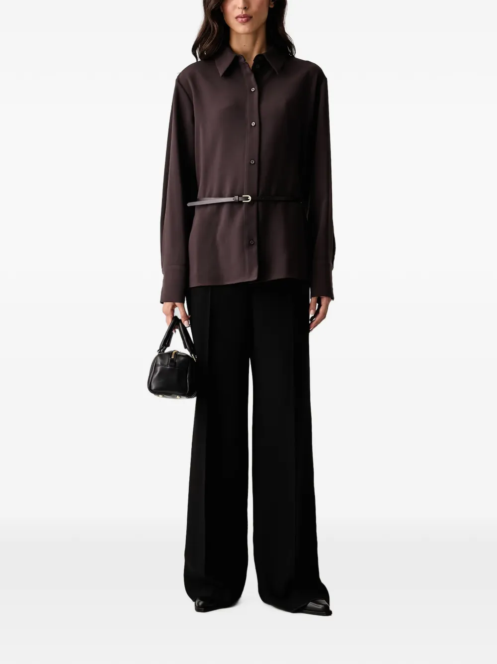 Armani Exchange Button-up blouse met ceintuur Bruin