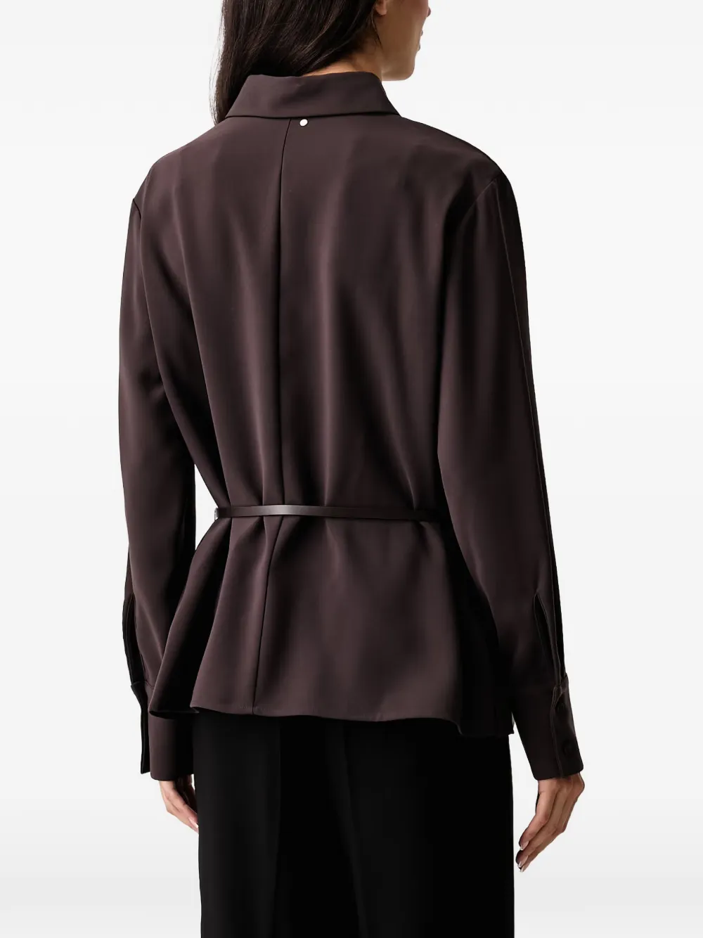 Armani Exchange Button-up blouse met ceintuur Bruin