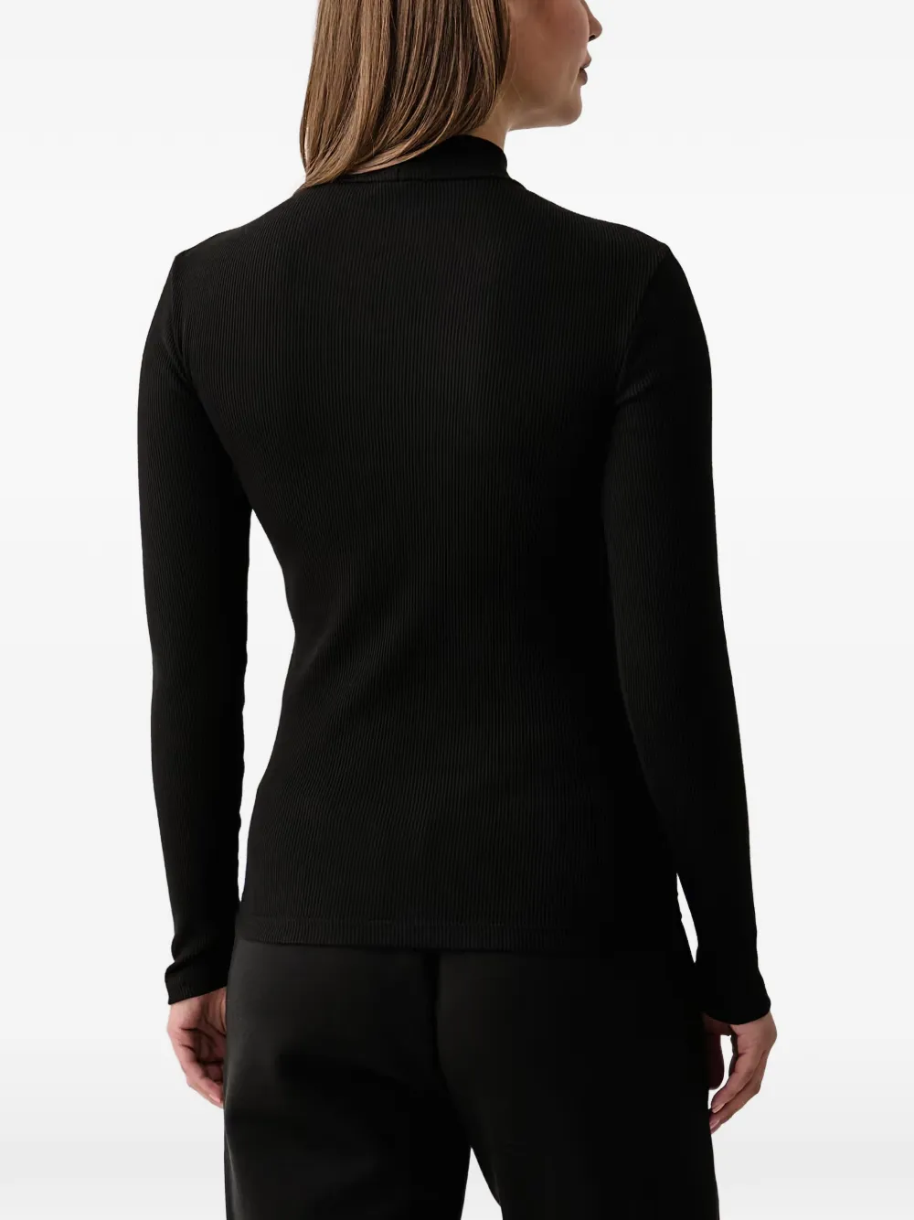 Lacoste Ribgebreide top met hoge hals Zwart