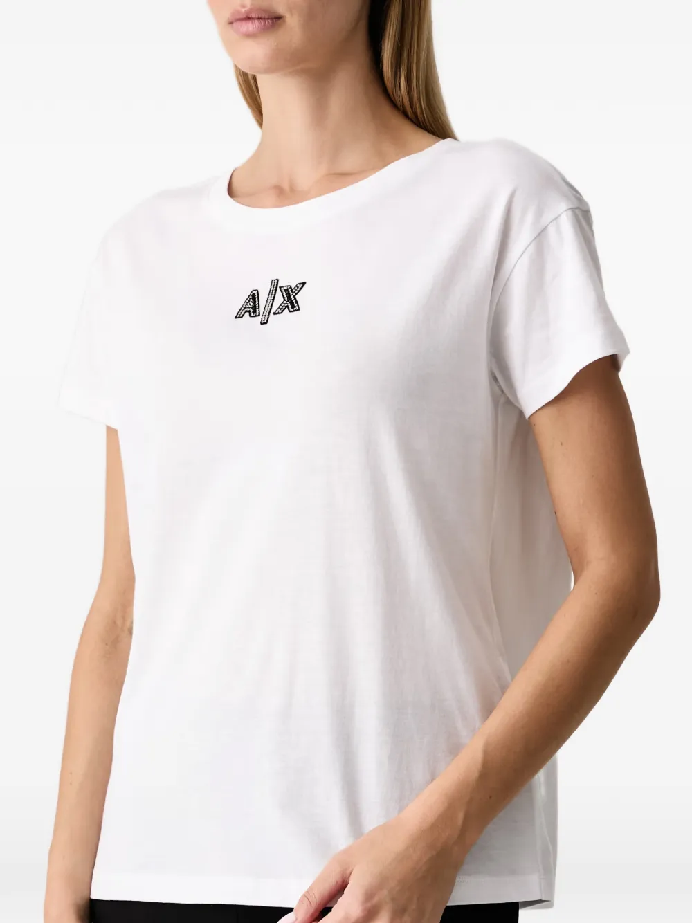 Armani Exchange T-shirt verfraaid met kristallen Wit