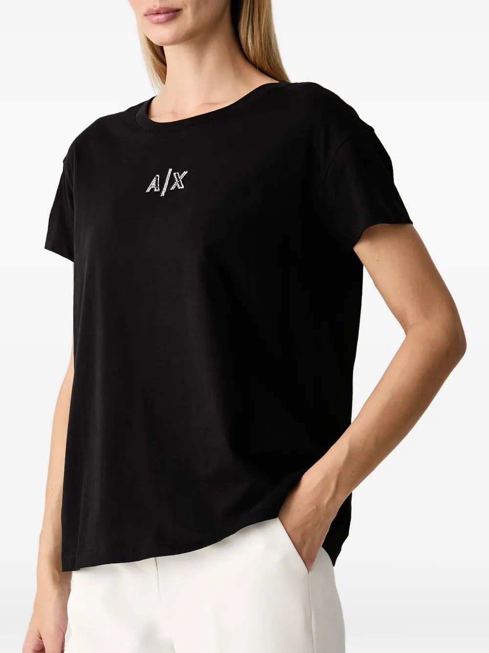 Armani Exchange T-shirt verfraaid met logo Zwart