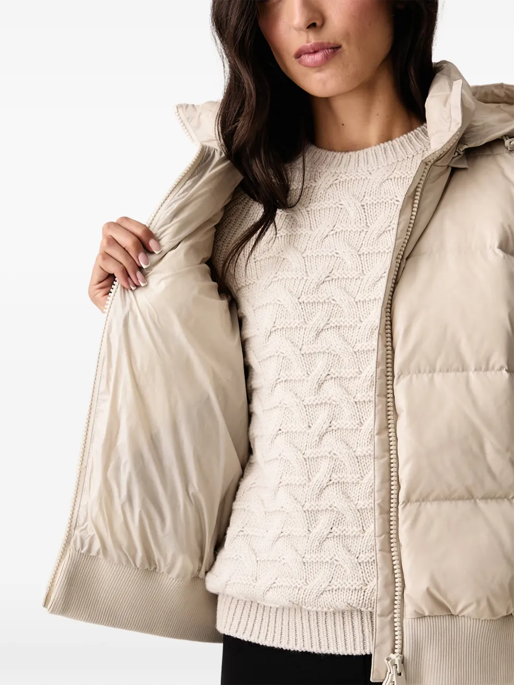 Armani Exchange Gewatteerd jack met capuchon Beige