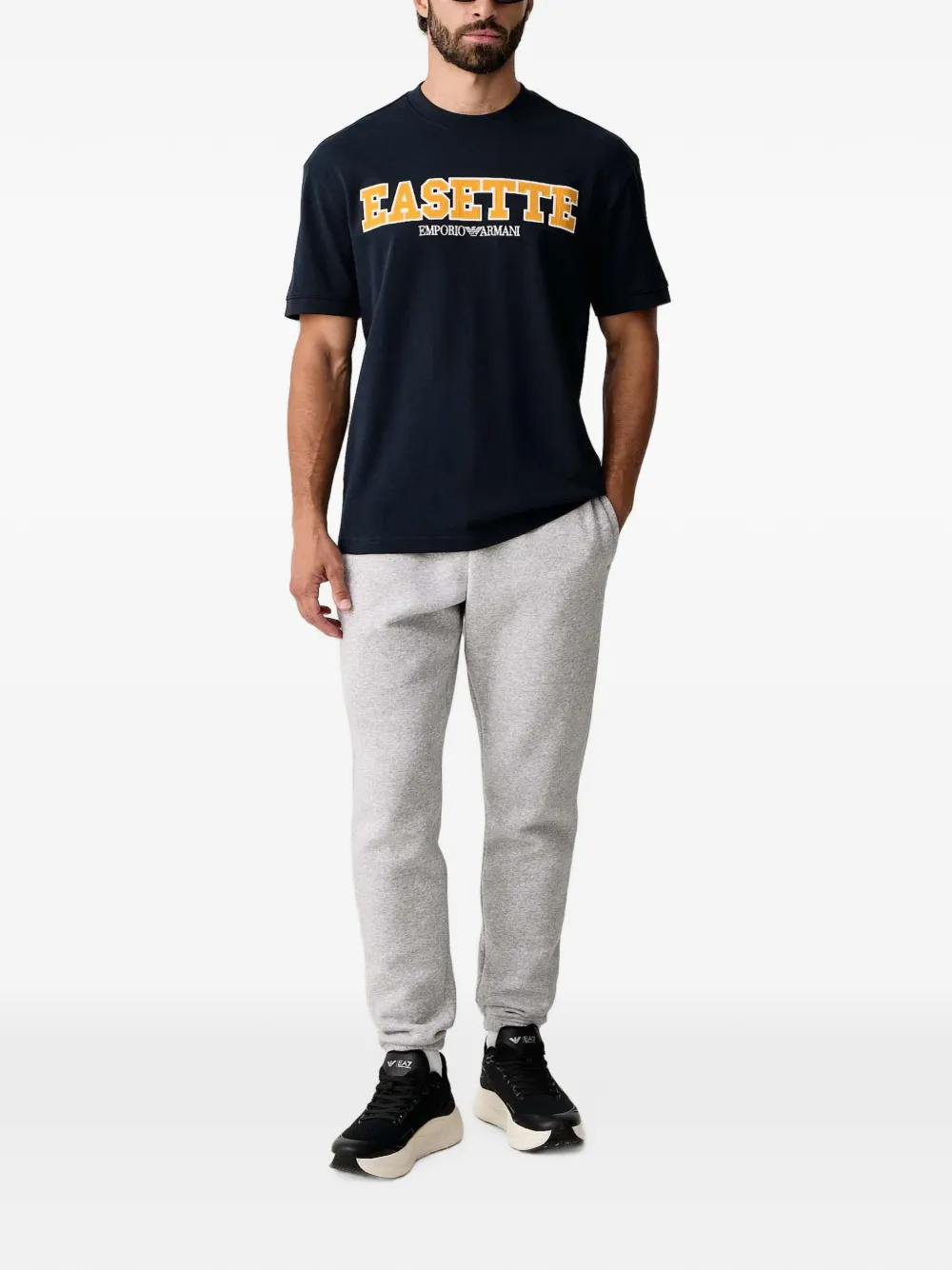Ea7 Emporio Armani T-shirt met geborduurd logo Blauw