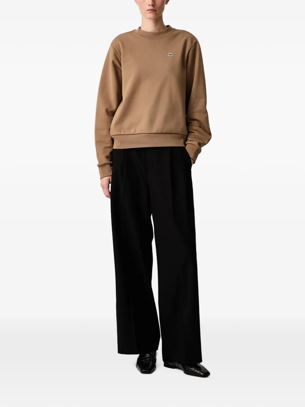 Lacoste Sweater met logopatch Bruin