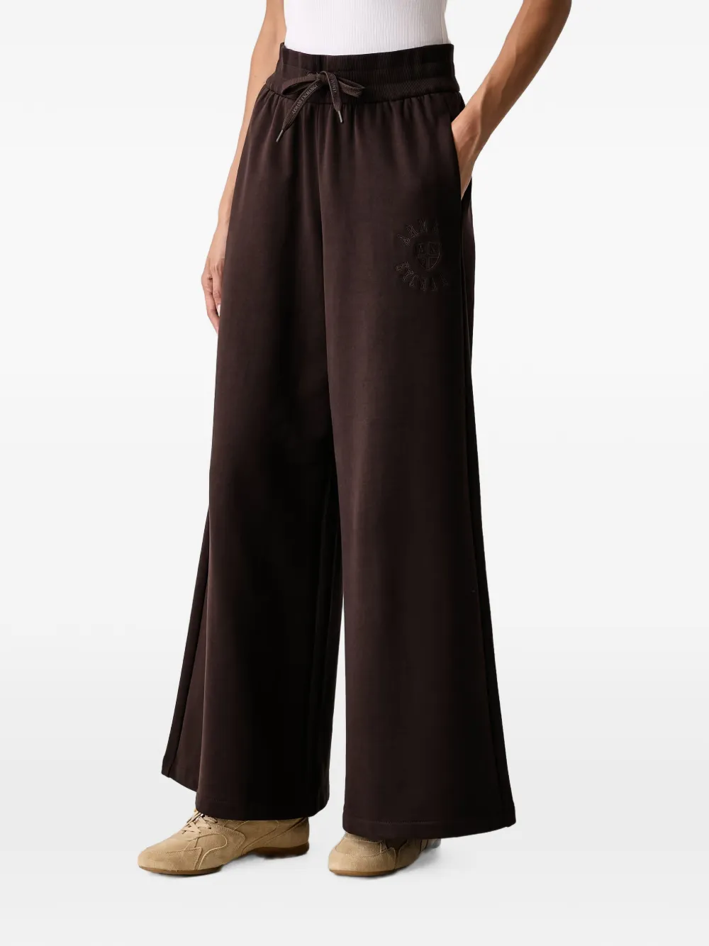 Armani Exchange logo-embroidered wide-leg track pants