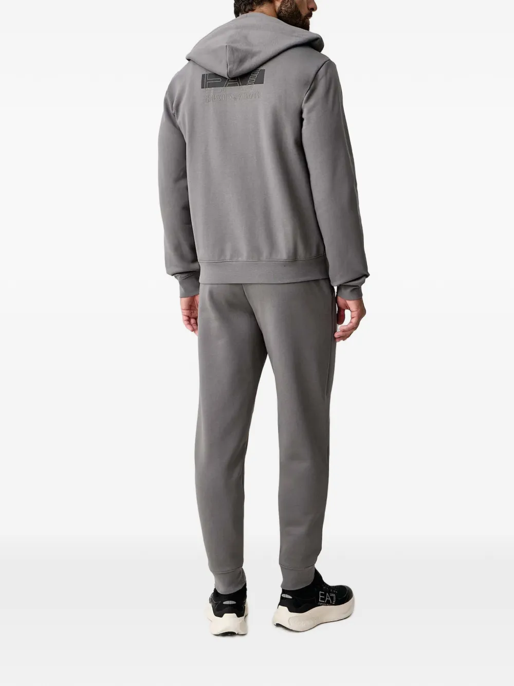 Ea7 Emporio Armani Hoodie met logoprint en rits Grijs