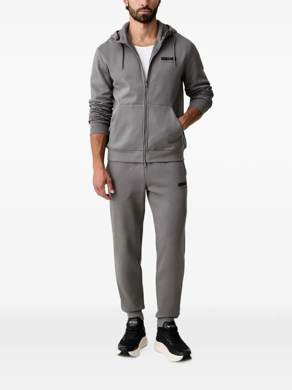 Ea7 Emporio Armani Hoodie met logoprint en rits Grijs