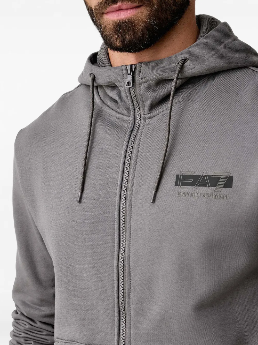 Ea7 Emporio Armani Hoodie met logoprint en rits Grijs