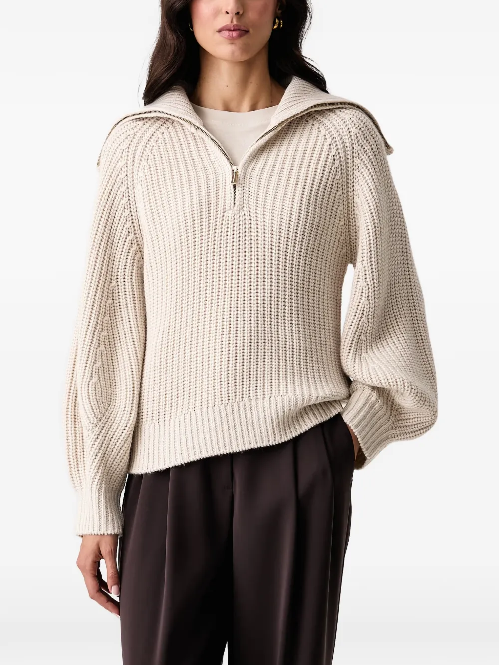 Armani Exchange ribbed half-zip sweater - Toni neutri