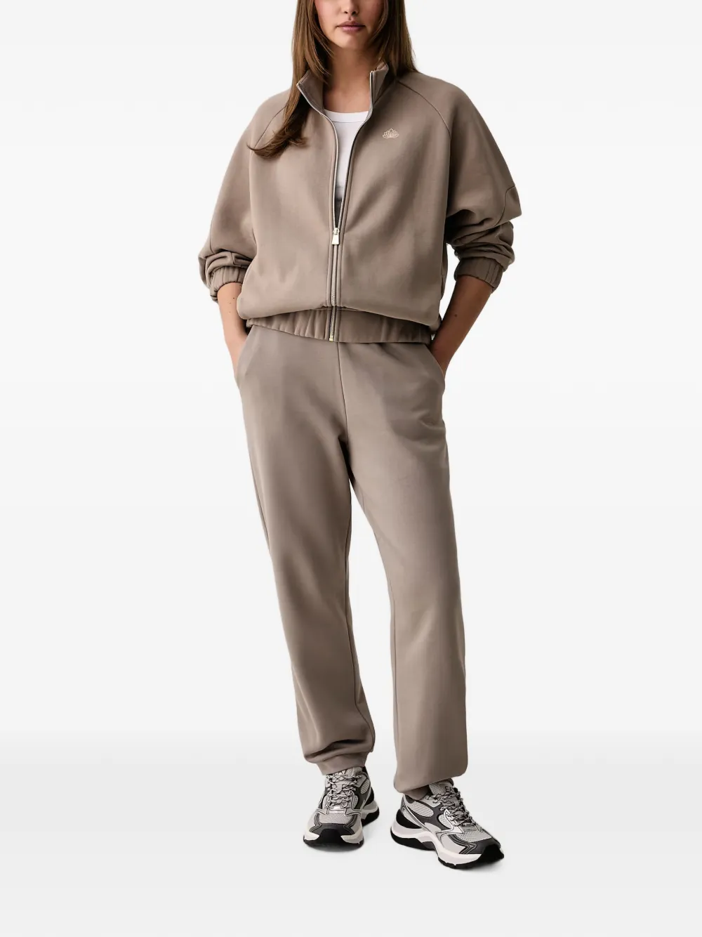 Ea7 Emporio Armani Sweater met logoprint en rits Beige