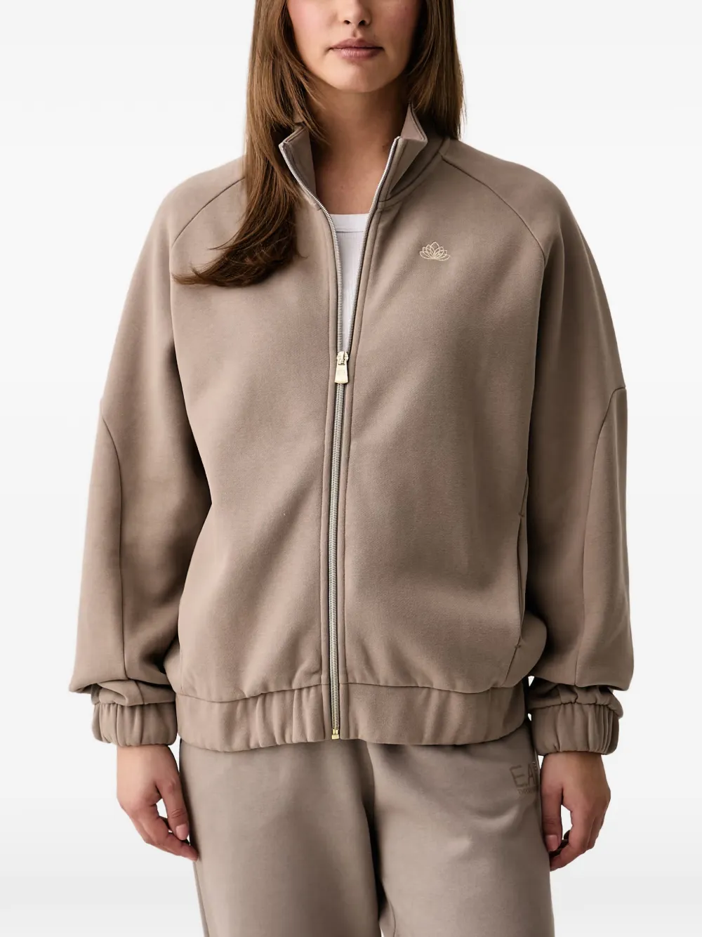 Ea7 Emporio Armani sweat zippé à logo imprimé - Tons neutres
