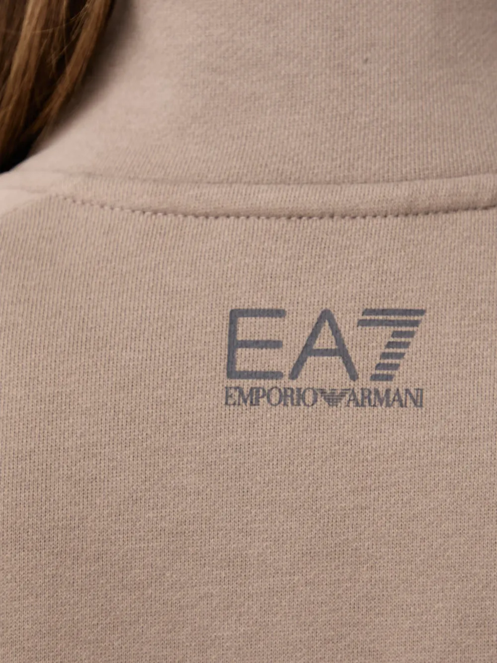 Ea7 Emporio Armani Sweater met logoprint en rits Beige