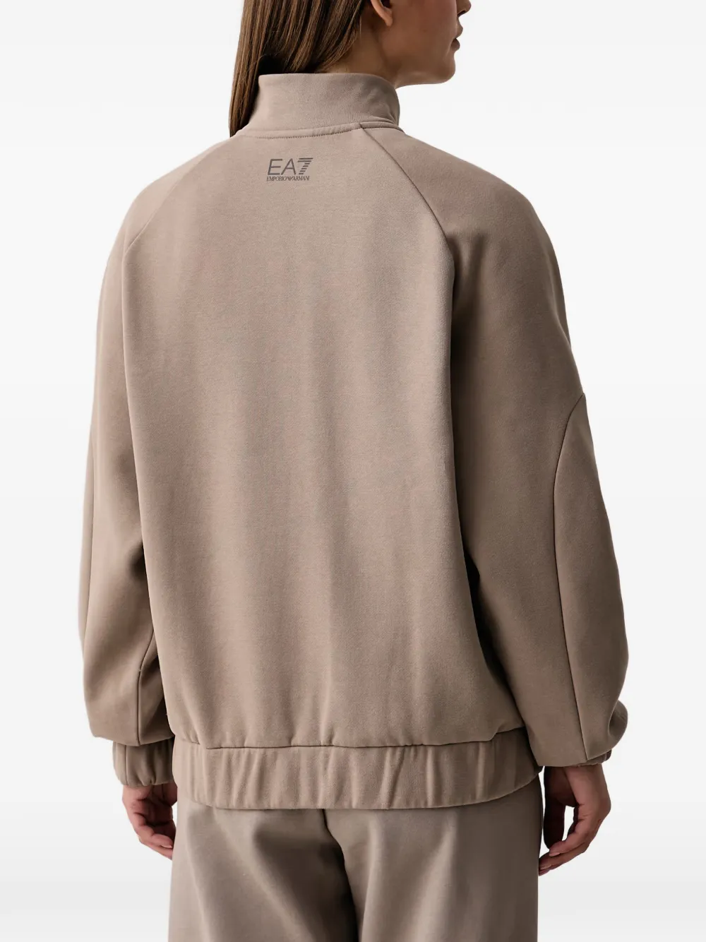 Ea7 Emporio Armani Sweater met logoprint en rits Beige