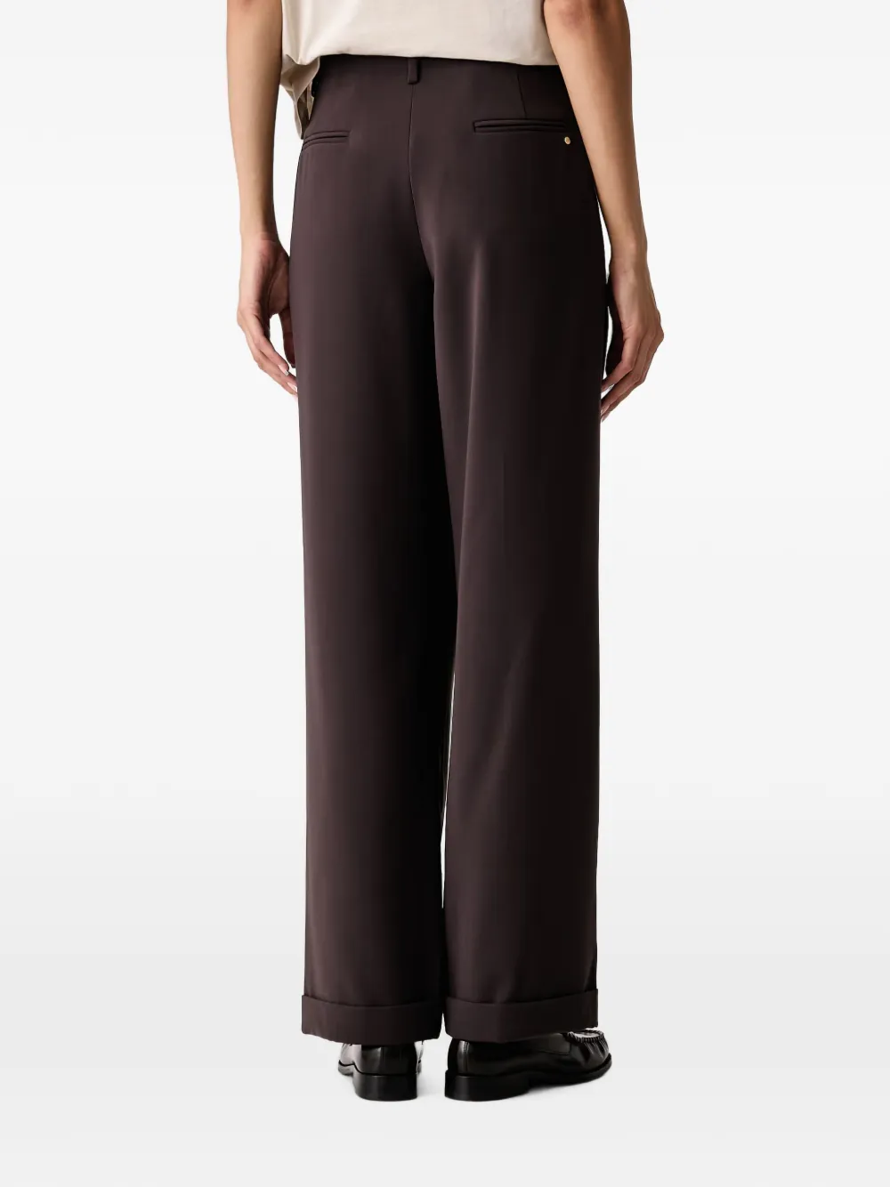 Armani Exchange Geplooide broek met omgeslagen pijpen Bruin