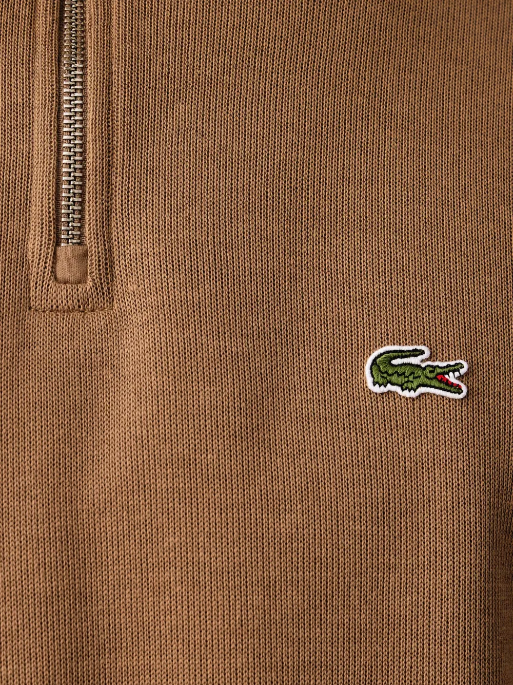 Lacoste Trui met logo-patch en kwartrits Bruin
