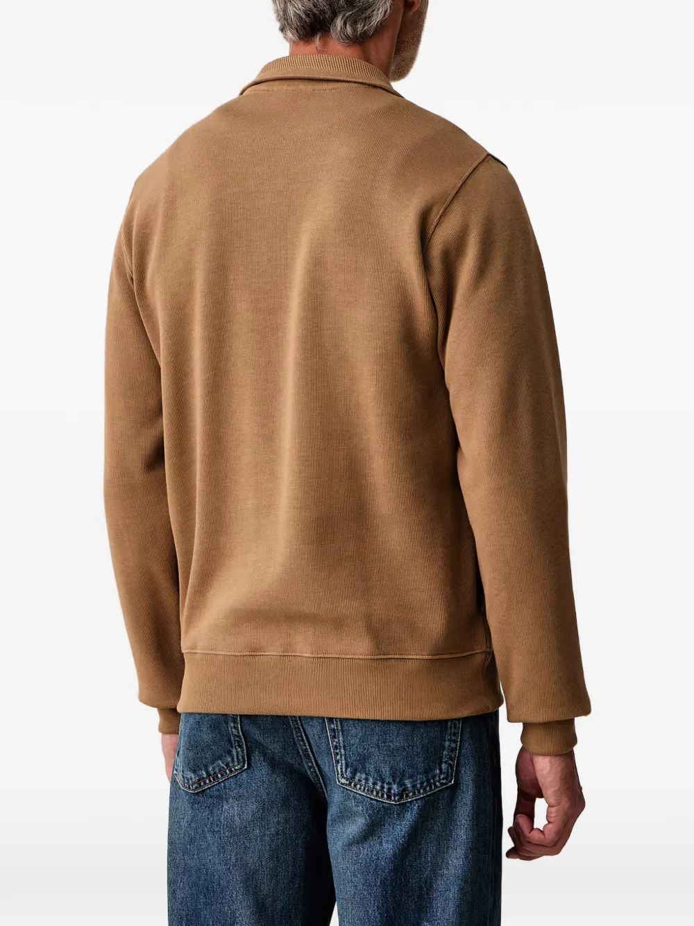 Lacoste Trui met logo-patch en kwartrits Bruin