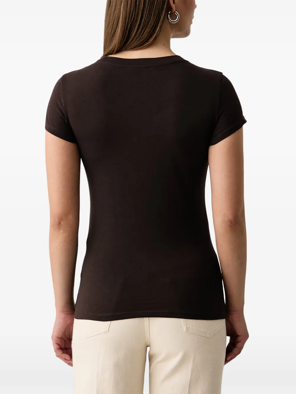 Armani Exchange T-shirt met pailletten logo Bruin