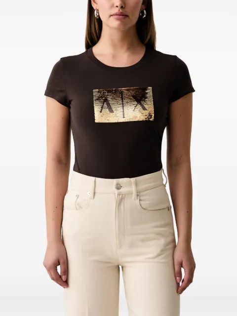 Armani Exchange playera con logo de lentejuelas