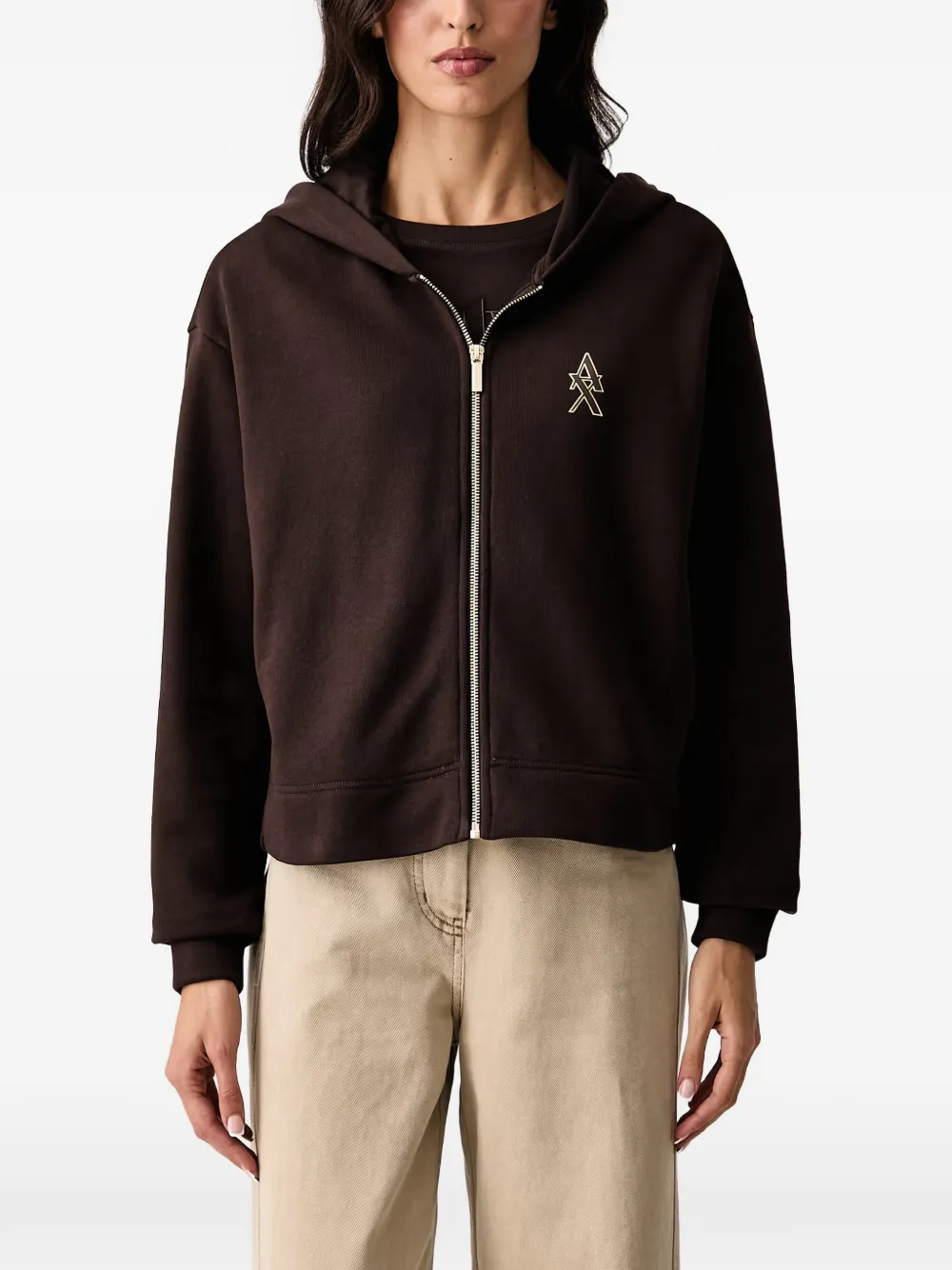 Armani Exchange logo-plaque zip-up hoodie