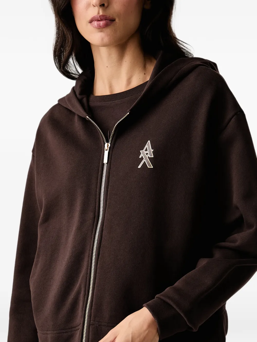 Armani Exchange Hoodie met logoplakkaat Bruin