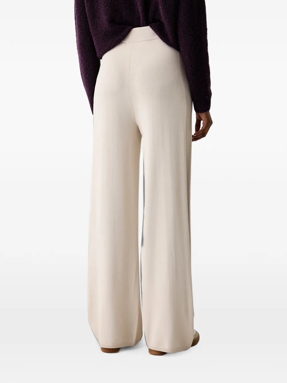 Armani Exchange logo-embroidered knitted trousers Beige