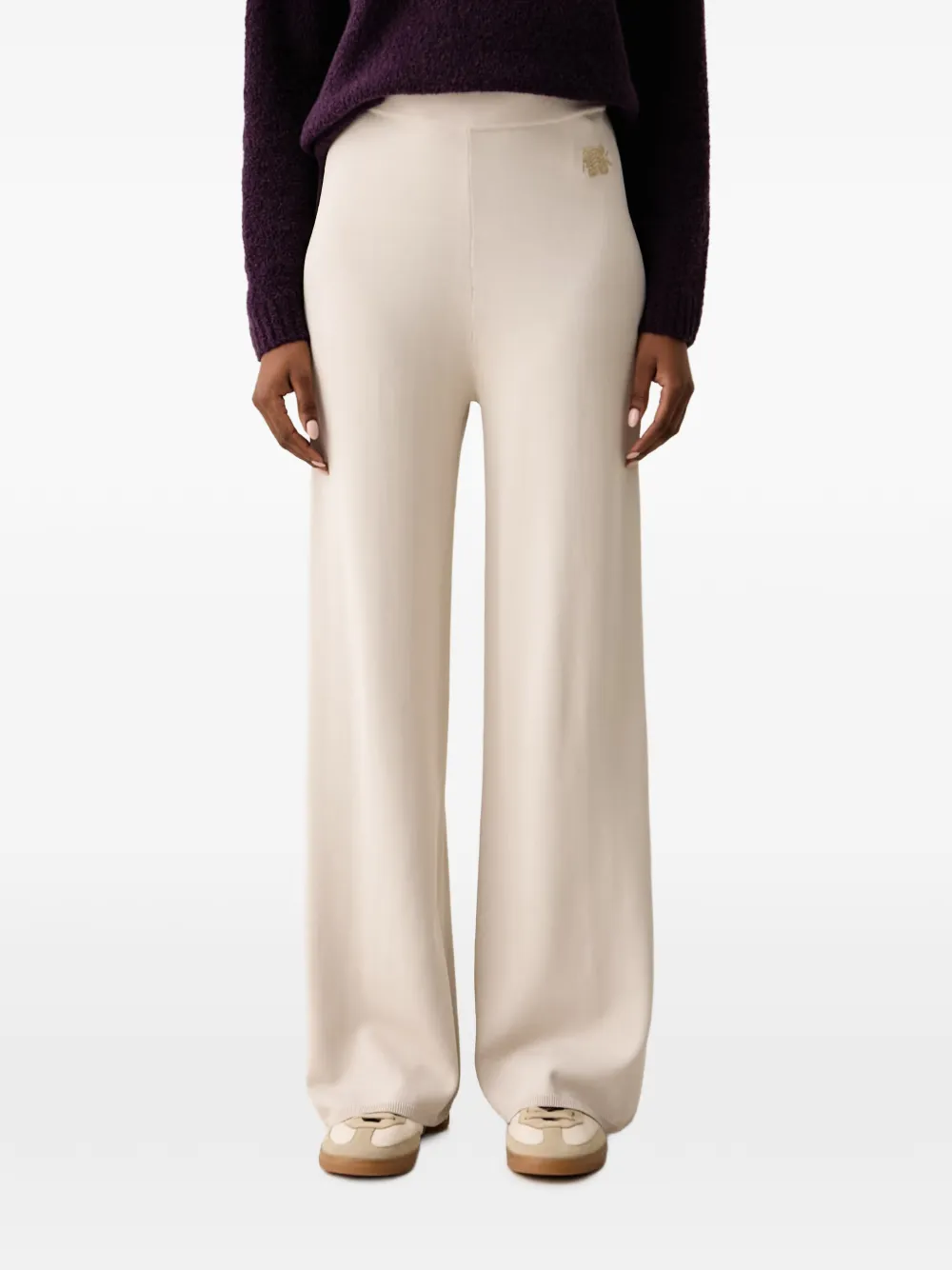 Armani Exchange logo-embroidered knitted trousers - Toni neutri