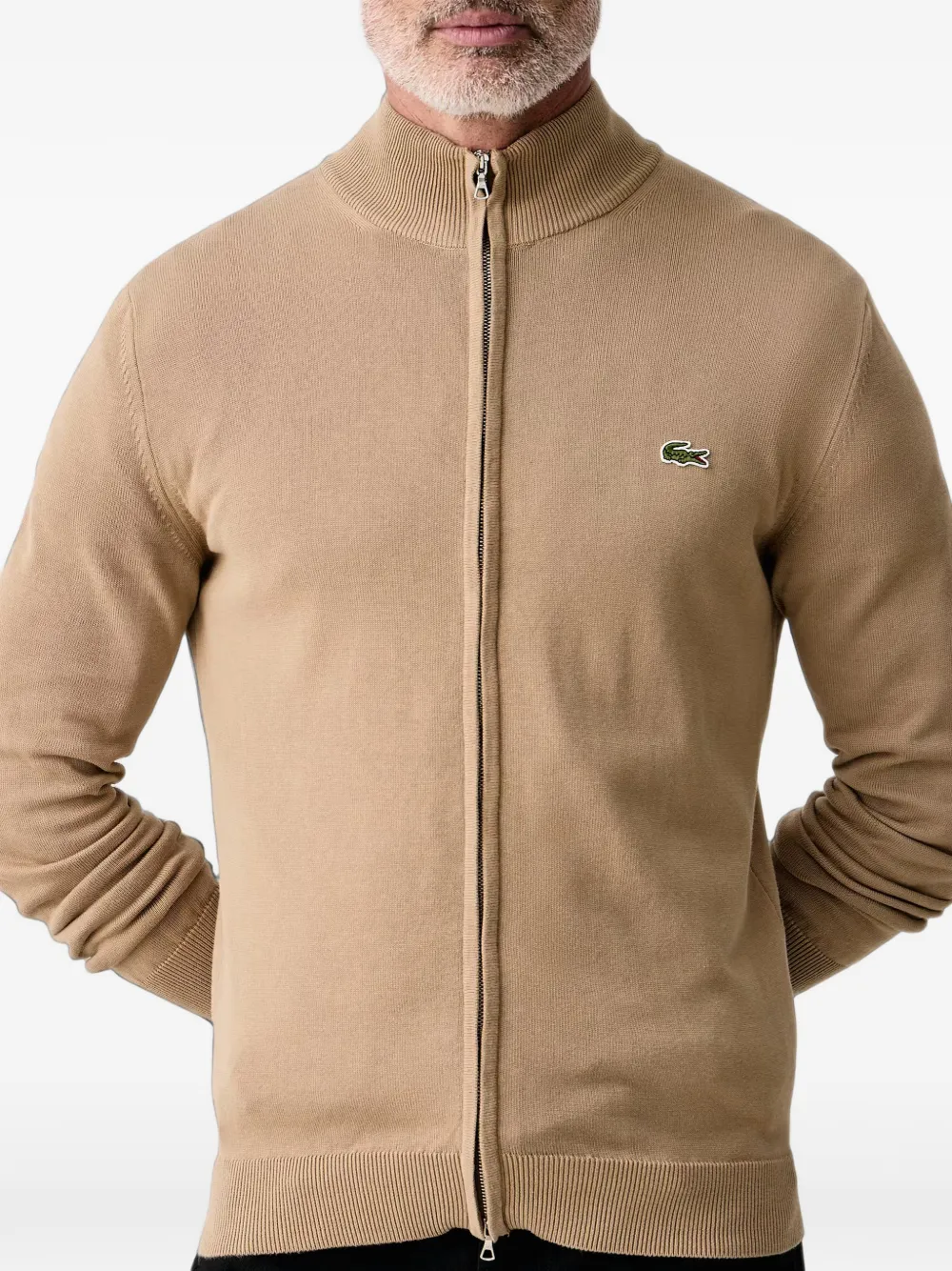 Lacoste Trui met hoge hals en rits Beige