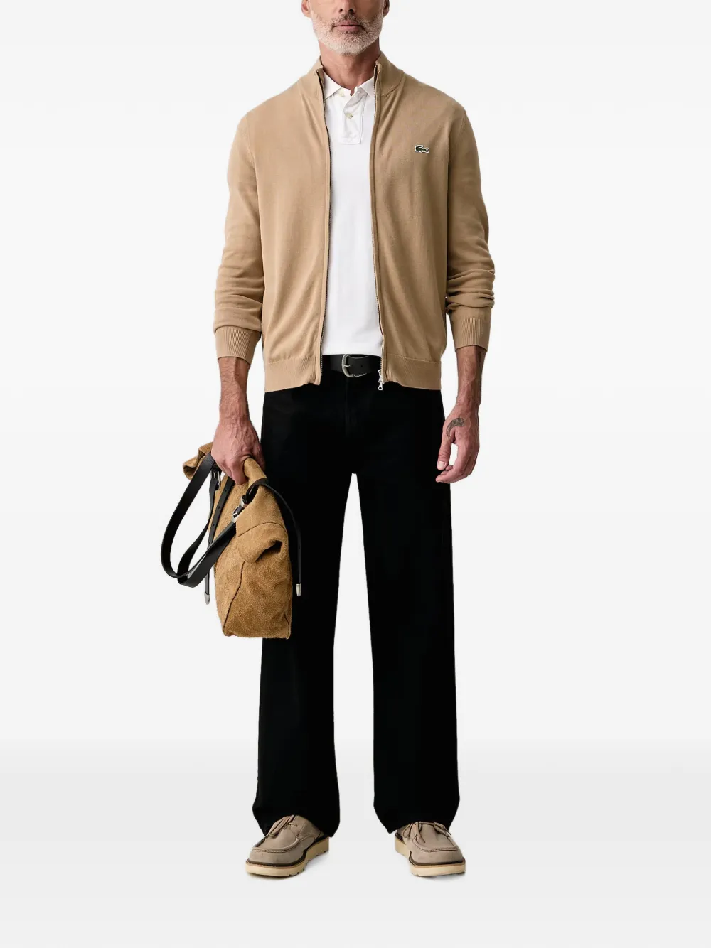 Lacoste Trui met hoge hals en rits Beige