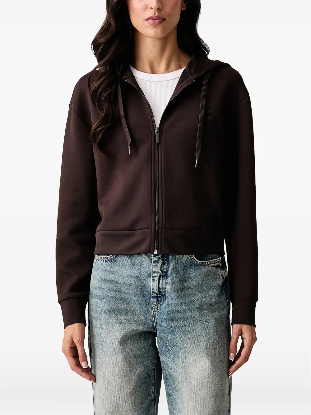 Armani Exchange Hoodie met geborduurd logo Bruin