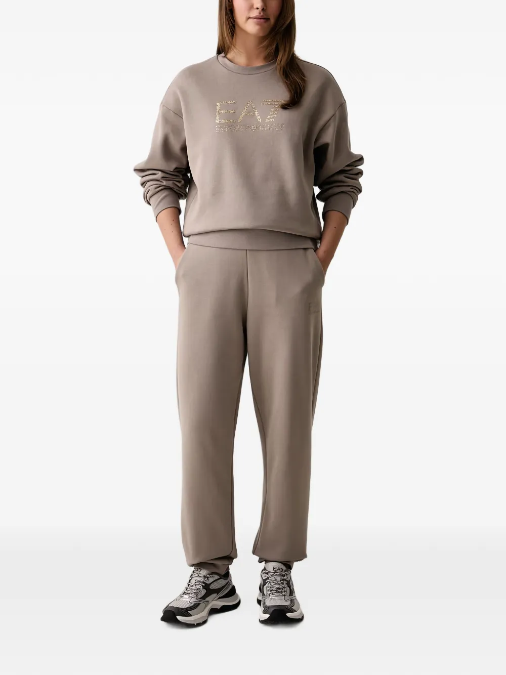 Ea7 Emporio Armani Sweater met logoprint Beige