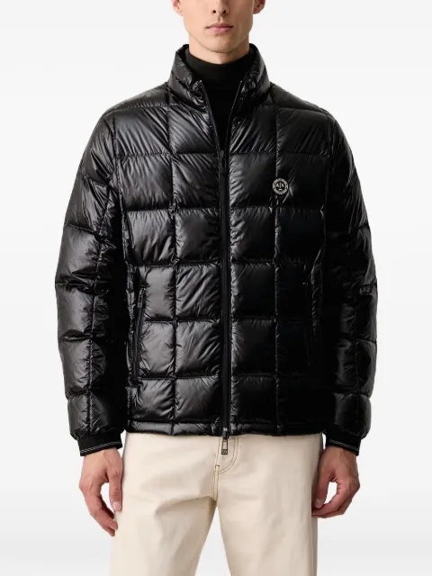 Armani Exchange quilted logo-patch jacket