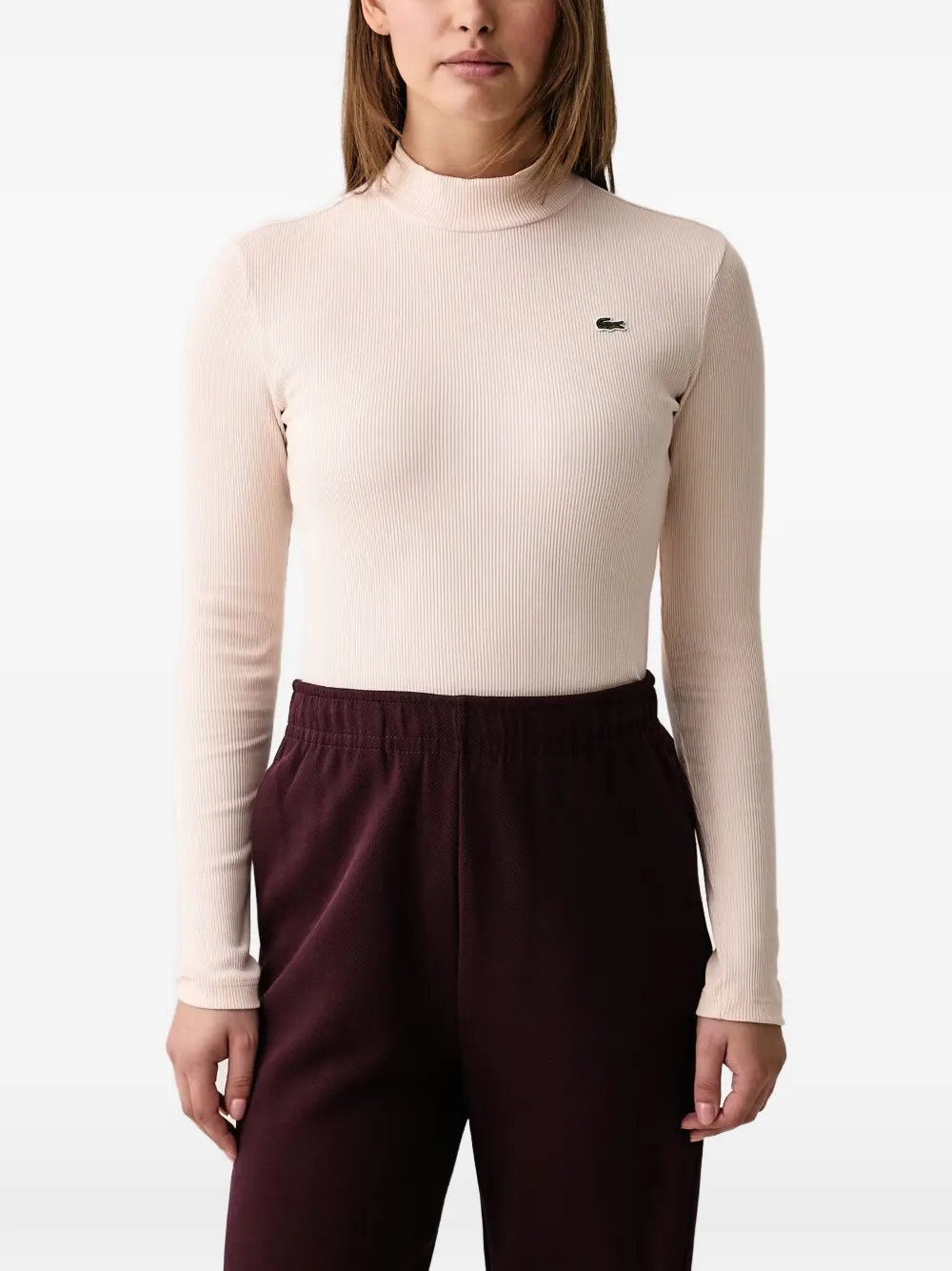 Lacoste slim-fit high-neck long-sleeved T-shirt - Rosa