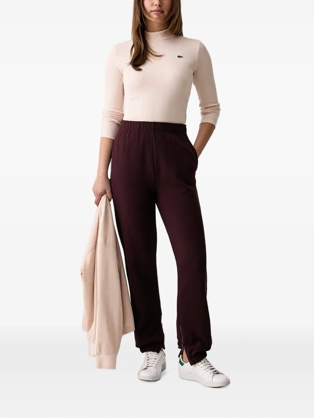 Lacoste Slim-fit T-shirt met hoge hals en lange mouwen Roze